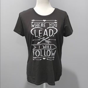 Anvil T-Shirt Where You Lead I Will Follow Sz Lg